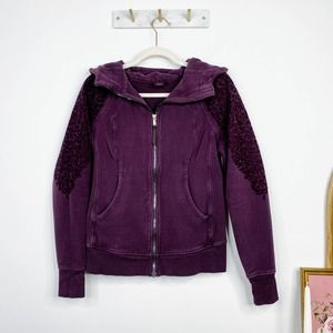 LULULEMON scuba light cotton fleece black cherry purple full zip hoodie 6